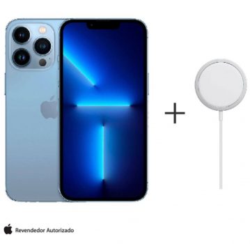 iPhone 13 Pro 256GB Azul-Sierra, com Tela de 6,1", 5G e Camera Tripla de 12MP - MLVP3BZ/A + Carregador MagSafe