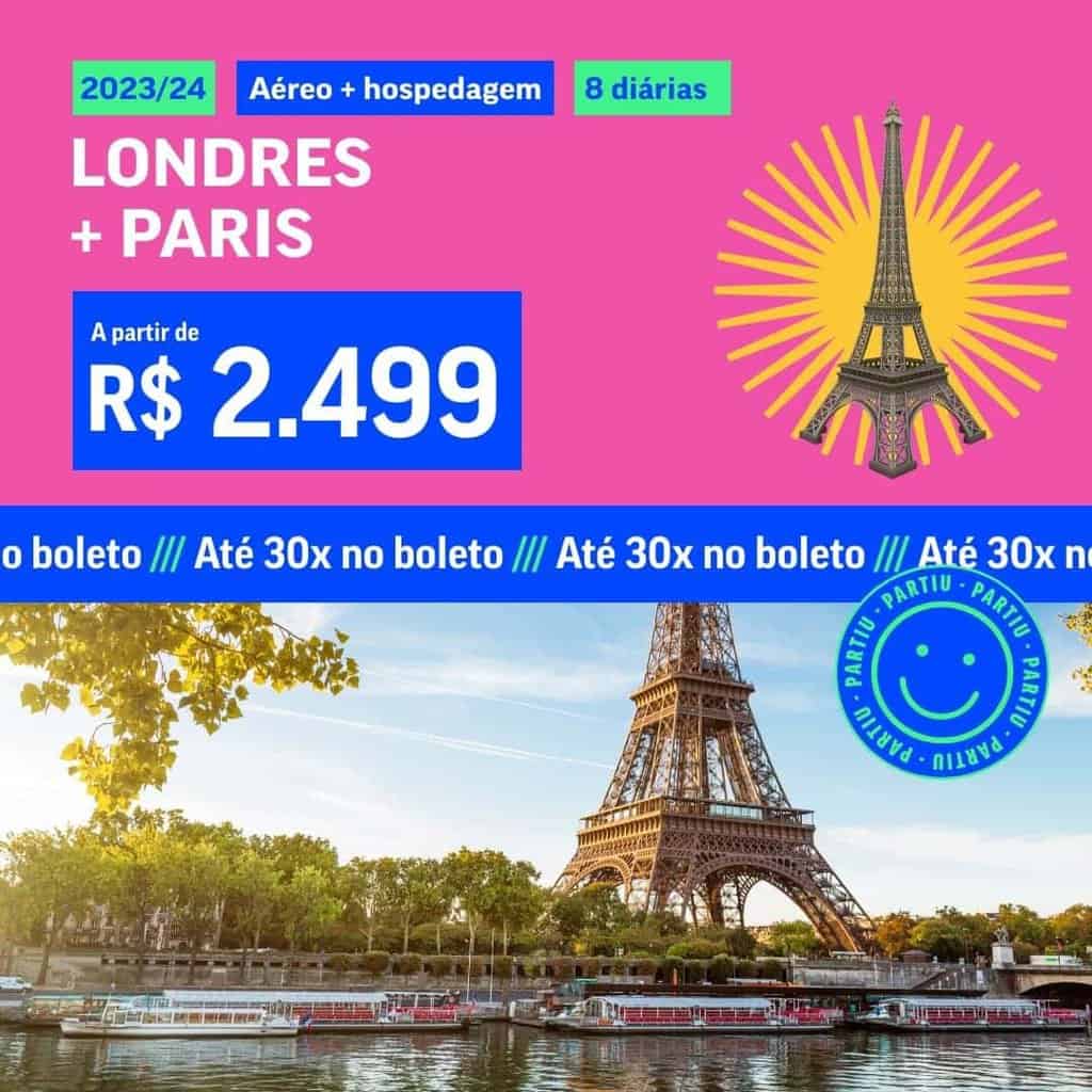 Pacote de Viagem Londres + Paris 2023 e 2024 Promotop