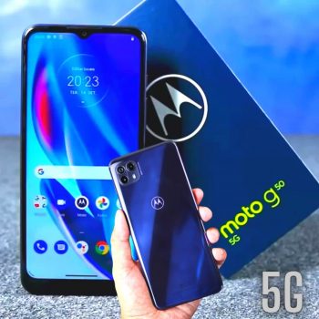 Smartphone Motorola Moto G50 5G 128GB, 4GB RAM, Tela de 6.5”, Câmera Traseira Tripla, Android 11 e Processador Octa-Core