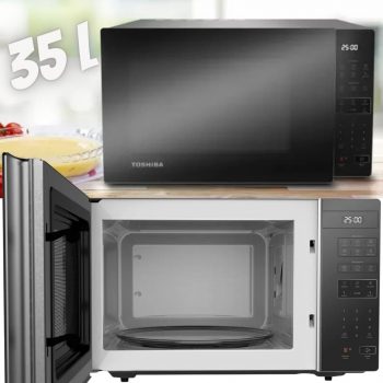 Micro-Ondas Toshiba 35 Litros Cinza Com Porta Espelhada Em35pb