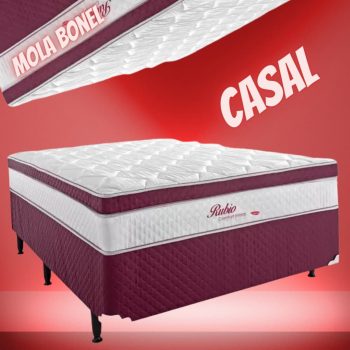 Cama Box Casal Herval Conjugada de Mola Bonel - 57x138x188cm Rúbio Comfot