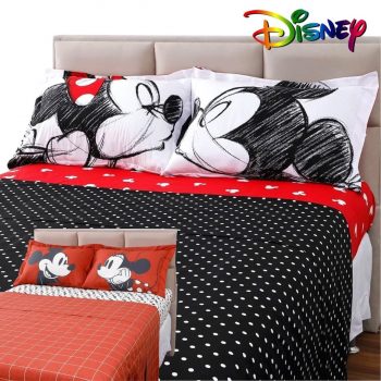 Jogo De Cama ou Cobreleito Percal 180 Fios Mickey E Minnie Percal 180 Fios 3/4 Peças Solteiro, Casal ,Queen . King ou - Casa & Conforto + Disney ( 3 modelos )