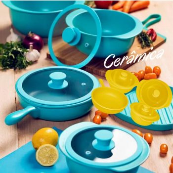 Jogo de Panelas Oxford Cookware Cerâmica Linea Acqua 4 Peças