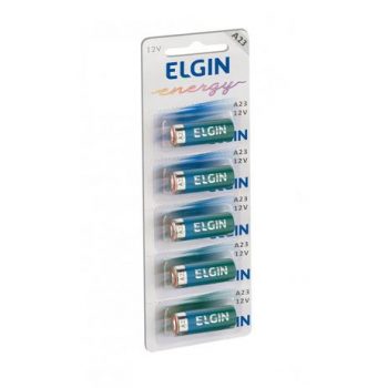Pilha Bateria Alcalina A23 Cartela com 5 Unidades 12V, Elgin, Baterias