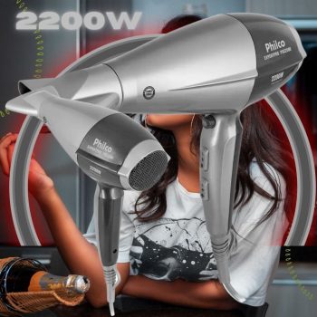 Secador de Cabelo Philco Expertpro PSC 2500 - Cinza Tourmaline Íon 2200W 2 Velocidades