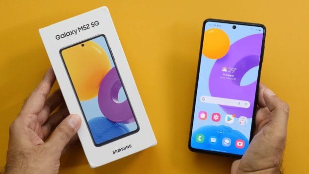 Smartphone Samsung Galaxy M52 5G 128GB 5G Wi-Fi Tela 6.7'' Dual Chip 6GB RAM Câmera Tripla + Selfie 32MP