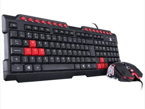 TECLADO E MOUSE GAMER VX GAMING GRIFO - MOUSE 2400 DPI CABO USB 1.8 METROS LED, VINIK, VERMELHO