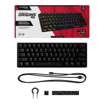 Teclado Mecânico Gamer HyperX Alloy Origins 60%, RGB, USB, HyperX Red Switch, Design Compacto, Anti-Ghosting, US, Preto - HKBO1S-RB-USG