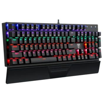 Teclado Mecânico Gamer T-Dagger Destroyer LED Rainbow, Anti-Ghosting, Switch Vermelho, ABNT2, Preto - T-TGK305-RD (PT-RED)