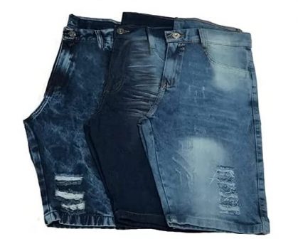 Kit 3 Bermuda Jeans Rasgadinha Original