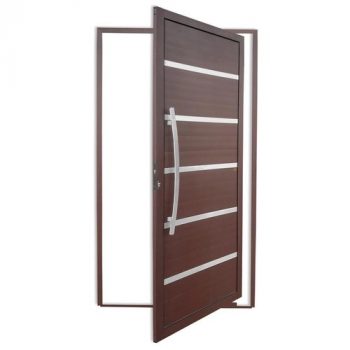 Porta Pivotante Esquerda Com Lambri E Puxador Em Alumínio Premium 210x100cm Cortem