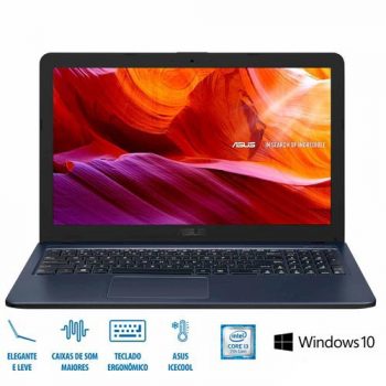 Notebook Asus Vivobook, Intel Core I3 7020u, 4gb, 256gb Ssd, Hd Graphics 620, Tela 15,60, Cinza Escuro - X543ua-Dm3459t