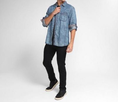Camisa Manga Longa Jeans Dixie Masculina