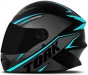 Capacete R8 Pro Tork Fechado 60 Preto/Azul Claro Viseira Fumê