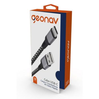 Cabo USB-C (tipo C) para USB, 3.1 velocidade, 5Gbps, nylon trançado, 1.5 m, UCC02, Geonav, Cinza Espacial