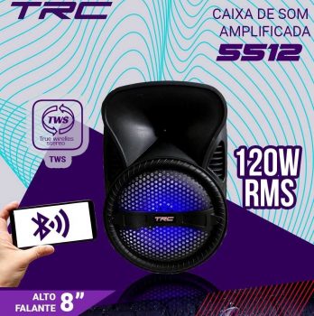Caixa de Som TRC 5512 Bluetooth Amplificada 120W - USB
