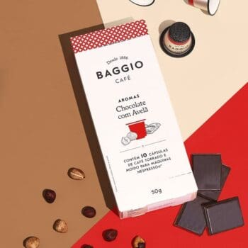 Cápsulas de Café Baggio Café Aroma Chocolate com Avelã, compatível com Nespresso, contém 10 cápsulas
