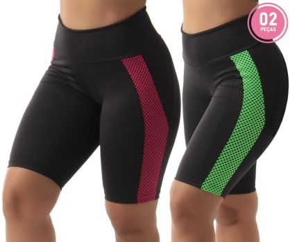 Kit 2 Bermudas Tela Suplex Fitness