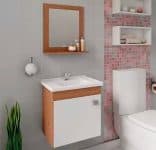 Conjunto Para Banheiro Com 1 Porta E Cuba Iris-Mgm - Amendoa / Branco