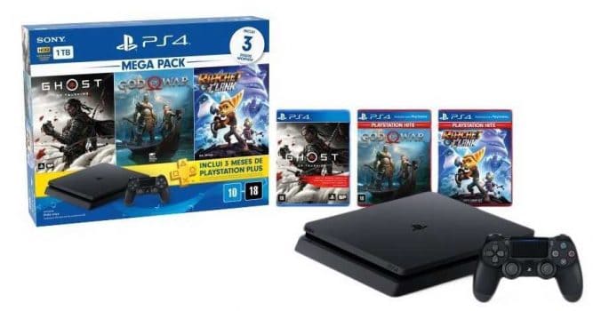 Mega Pack PlayStation®4 1TB com 01 Controle DualShock®4 e 03 Jogos