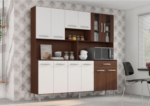 Cozinha Compacta Poliman Móveis Clara com Balcão - 12 Portas 1 Gaveta