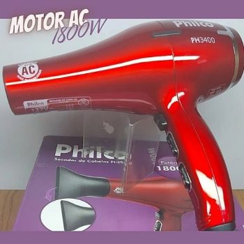 Secador de Cabelos Philco PH3400 com Motor AC Profissional Vermelho 1800W
