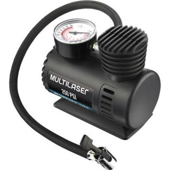 Compressor de Ar 12v Vazão 15l + Min 250psi 3 Bicos Adaptadores Multilaser - AU601