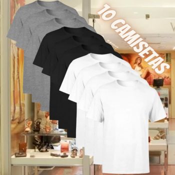 Kit 10 Camisetas Masculina SSB Brand Lisa Algodão 30.1 Premium