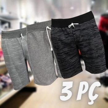 KIT 3 Bermudas Moletom Masculino