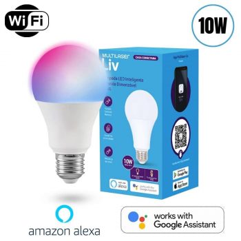 Lâmpada Inteligente Multilaser E27 RGB - Dimerizável 10W Wi-Fi compatível com Alexa