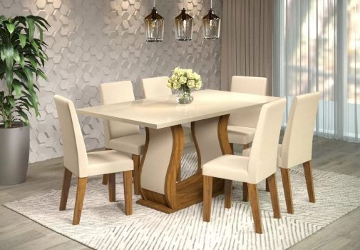 Mesa de Jantar 6 Cadeiras Retangular Viero - Valência