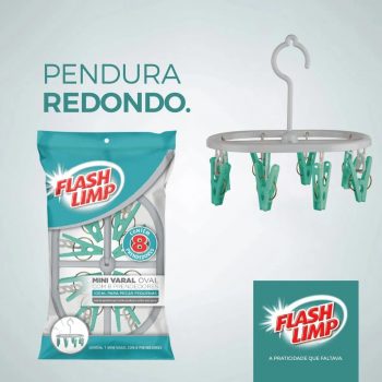 Mini Varal Oval com 8 Prendedores, LAV9386, Flash Limp