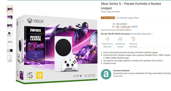 Xbox Series S – Pacote Fortnite e Rocket League
