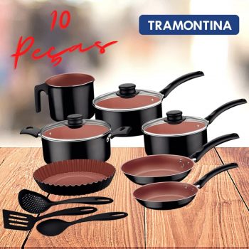 Jogo De Panelas Turim 10 Peças Tramontina Antiaderente Starflon Max Preto