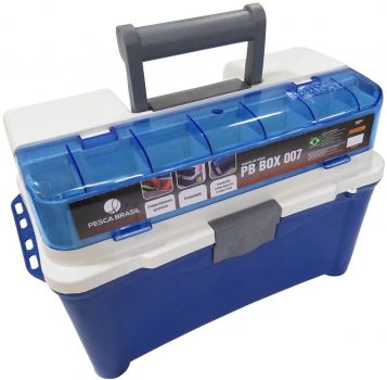 Maleta para pesca super resistente com 3 estojos, amplo espaço interno e compartimento ajustáveis Pesca Brasil PB Box 007
