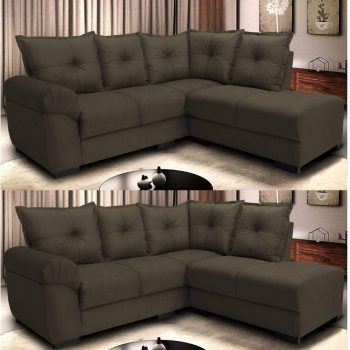 Sofá de Canto 5 Lugares Suede Velusoft Cordoba - Cama inBox