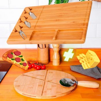 Tábua para Pizza + Tábua para Queijos - La Cuisine Linha Bambu