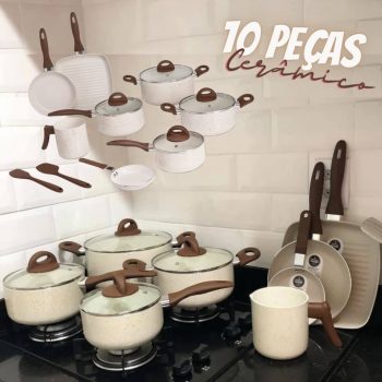 Jogo De Panelas 10 Peças Life Smart Plus Revestimento Cerâmico Vanilla Brinox
