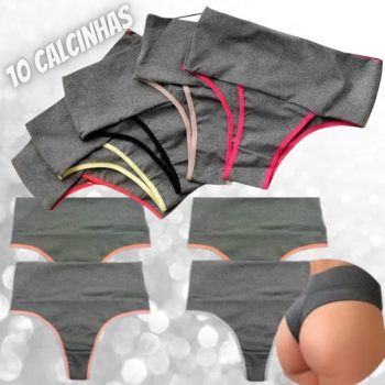 Kit 10 Calcinhas Fio Duplo Cintura Alta Cos Duplo Fitness