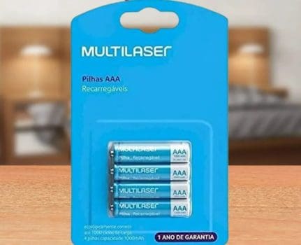 Pilhas Recarregáveis Aaa Multilaser 1000Mah Com 4 Unidades - CB050