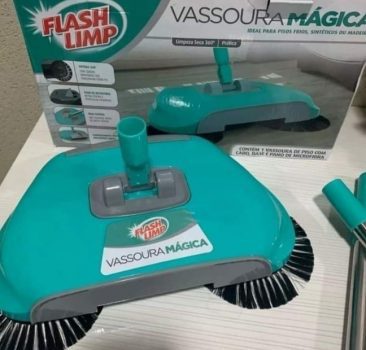 Vassoura Mágica com Cerdas Giratórias, Varre e Recolhe poeira e migalhas, MOP0184, Flash Limp