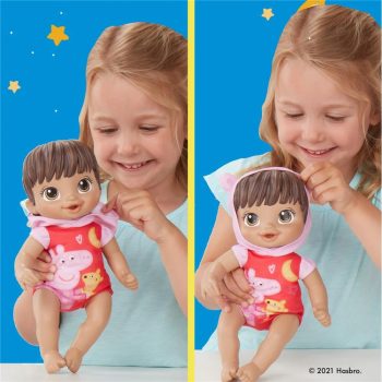 Baby Alive Boa Noite , Boneca Lavável com Corpo Macio - Bebê Vestida de Peppa Pig