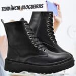 Bota Coturno Feminina Tratorada Tendência Blogueiras