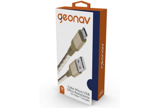 Cabo Micro USB, nylon trançado, para dispositivo Android e acessórios ,1.5MT, Golden (Dourado), MIC15G, Geonav