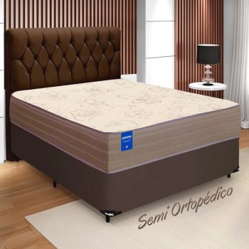 Cama Box Casal Colchão De Espuma D33 Semi Ortopédico Extra Firme Orthotec 138x188x68cm Inducol Marrom