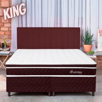 Cama Box Colchão King Pillow Top Mola Ensacada E Espuma Selada Confort 193x203x57cm - BF Colchões