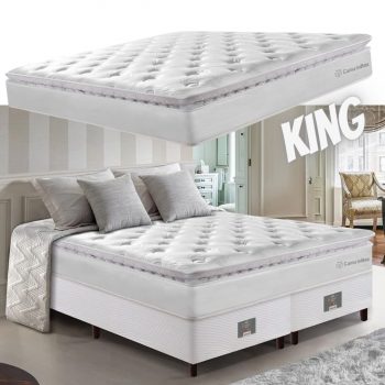 Cama Box King Colchão + Box 193x203 Molas Ensacadas Cama inBox Confort Snow