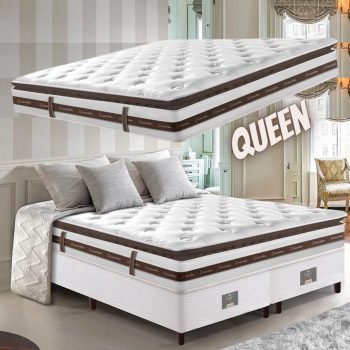 Cama Box Queen Colchão + Box 158x198 Molas Ensacadas Cama inBox Relax Pillow