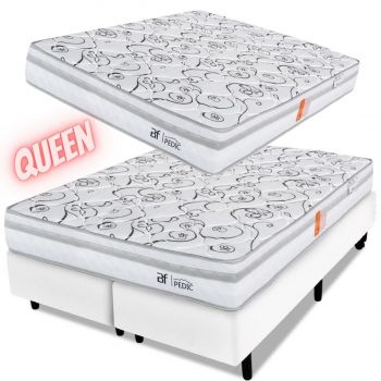Cama Box Queen Colchão Ortopédico Espuma Certificada 158x198x58cm - BF Colchões
