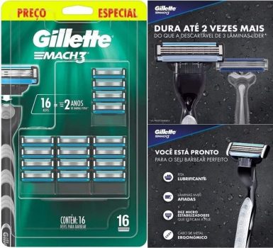 Carga para Aparelho de Barbear Gillette - Mach 3 16 Unidades